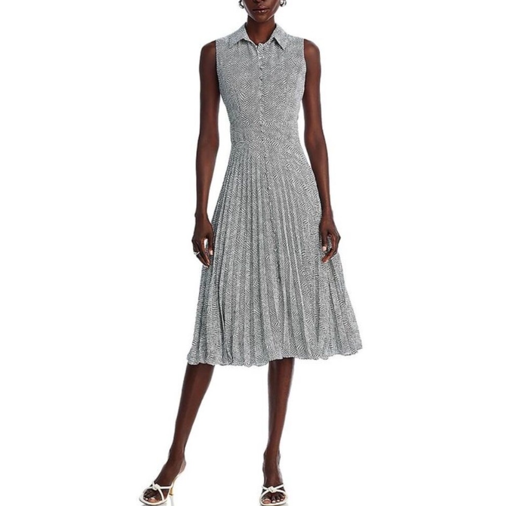 NWT Tahari Snake Mesh Sleeveless Pleated Mini Dress